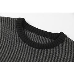 Men's Contrast Neck And Hem Slim Fit Crew Neck Pullover Sweater