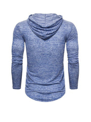Men's Slub Yarn Hooded Long-sleeve T-shirt
