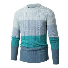Men's Trend Colorblock Cable Crew Neck Pullover Sweater