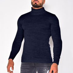 Men's Pullover Turtleneck Solid Color Basic Knit Sweater