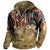 Men's Outdoor Retro Ethnic Print Pocket Half Zipper Hoodie
