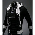 Men's Contrast Solid Color Zipper-up Hooded Jacket Active Hip Hop