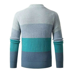 Men's Trend Colorblock Cable Crew Neck Pullover Sweater