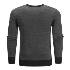 Men's Contrast Neck And Hem Slim Fit Crew Neck Pullover Sweater