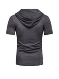 Men's Lace-up Short Sleeve Hooded T-shirt