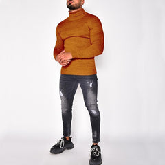 Men's Pullover Turtleneck Solid Color Basic Knit Sweater