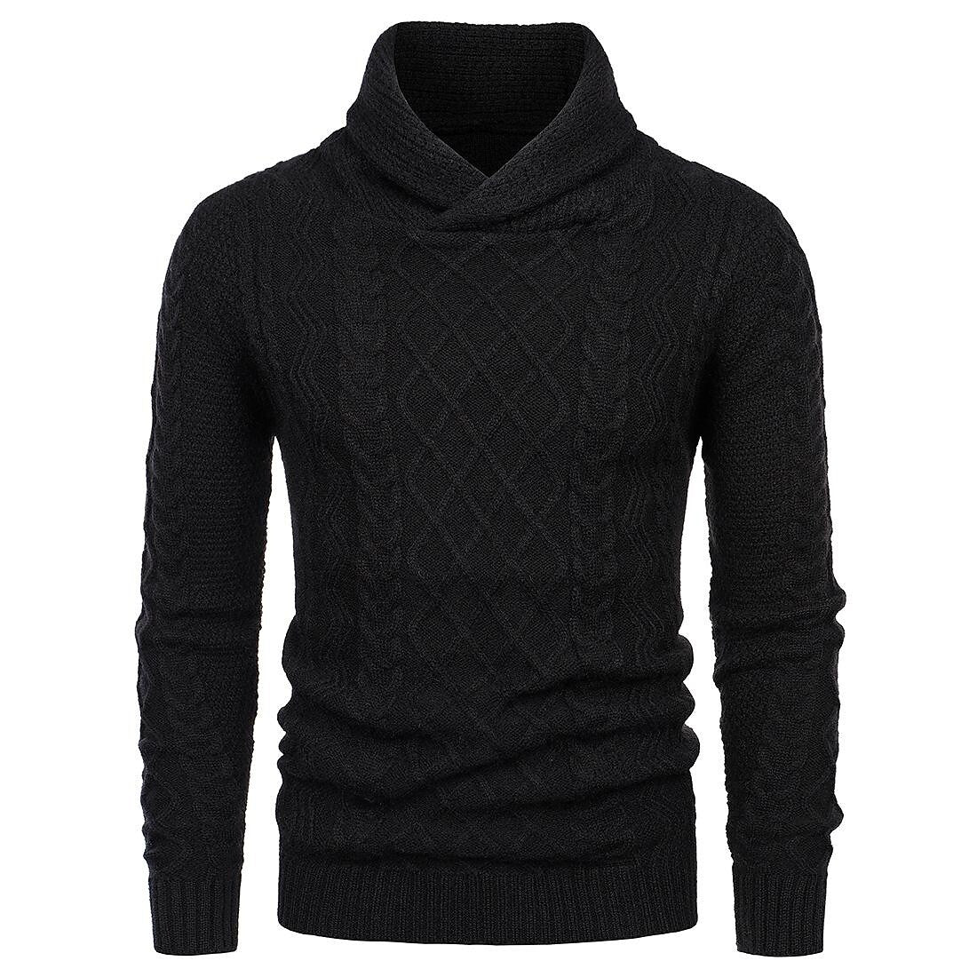Men's Shawl Collar Cable Casual Slim Fit Long Sleeve Sweater