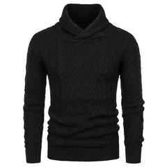 Men's Shawl Collar Cable Casual Slim Fit Long Sleeve Sweater