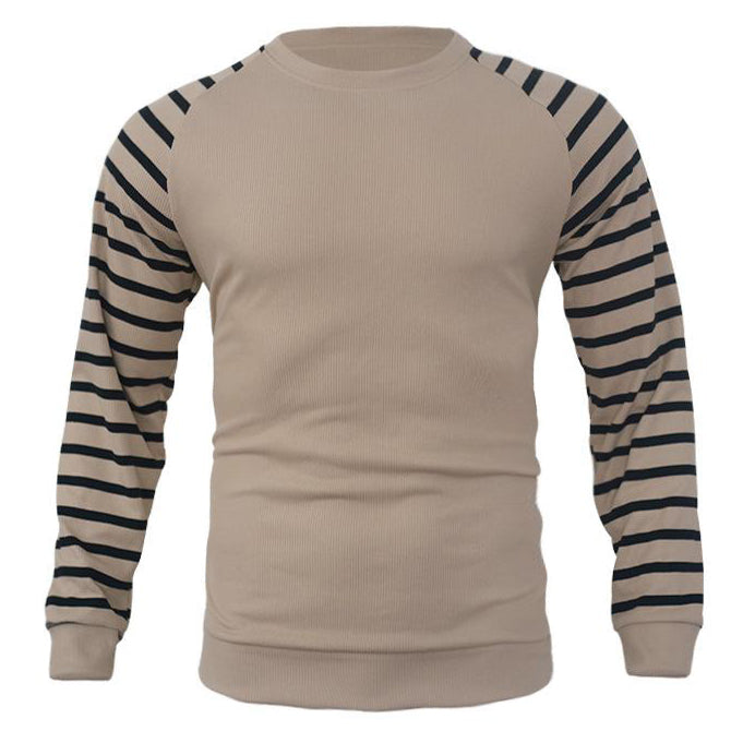 Men's Waffle Patchwork Pullover Raglan Sleeves Sweatershirt