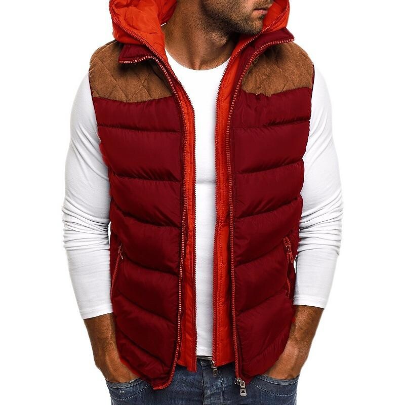 Men's Fake Two Piece Quilted Hood Padded Gilet