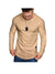 Men's Textured Solid Color Cut Detail Crew Neck Long-sleeve T-shirt