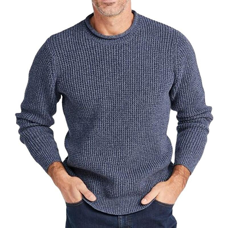 Men's Solid Color Casual Crew Neck Long Sleeves Sweater
