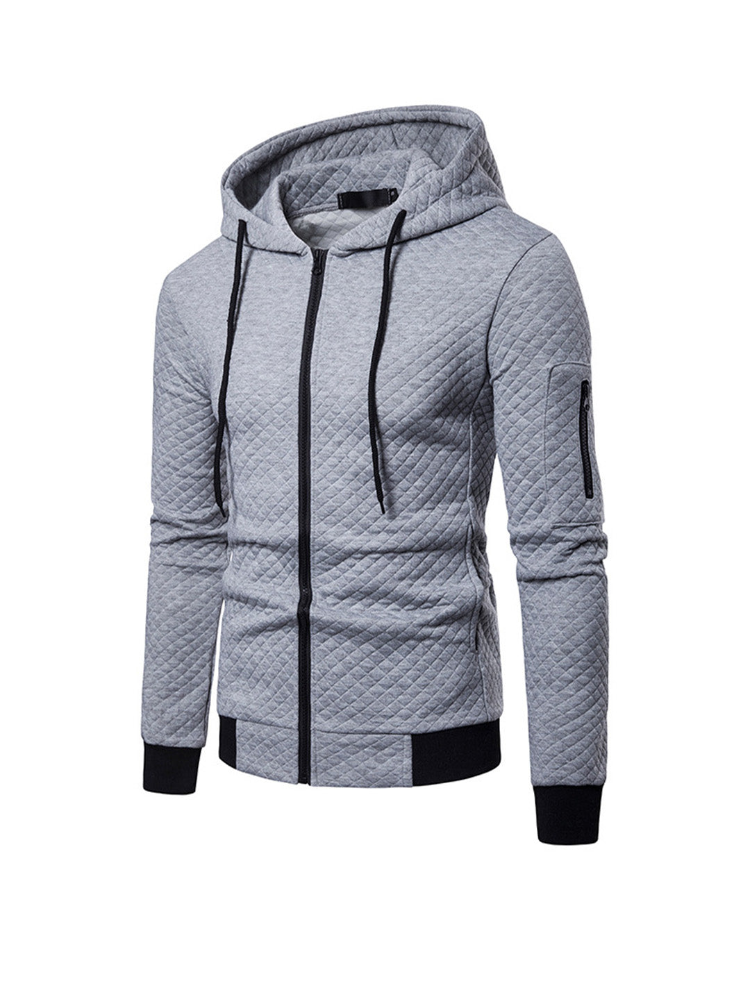 Men's Jacquard Small Check Hoodie Sweatshirt Jacket
