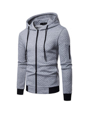 Men's Jacquard Small Check Hoodie Sweatshirt Jacket