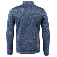 Men's Stand Collar Cardigan Long Sleeve Thin Fleece Sweater