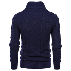 Men's Shawl Collar Cable Casual Slim Fit Long Sleeve Sweater
