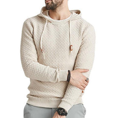 Men's Pullover Jacquard Check Pattern Hooded Sweater Basic Vintage Style