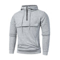 Men's Half Zip Pocket Solid Color Casual Sports Drawstring Hoodie