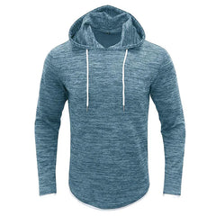 Men's Patchwork Slub Yarn Hooded Long-sleeve T-shirt