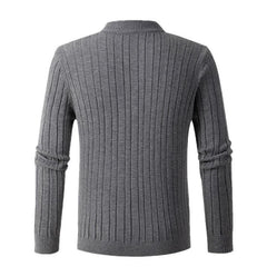 Men's Pullover Cable Half Zip Solid Color Stand Collar Sweater