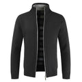 Men's Solid Color Stand Collar Zip Cardigan