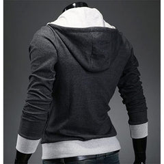 Men's Contrast Solid Color Zipper-up Hooded Jacket Active Hip Hop