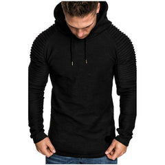 Men's Textured Solid Color Raglan Sleeves Pullover Hoodies Soft Breathable