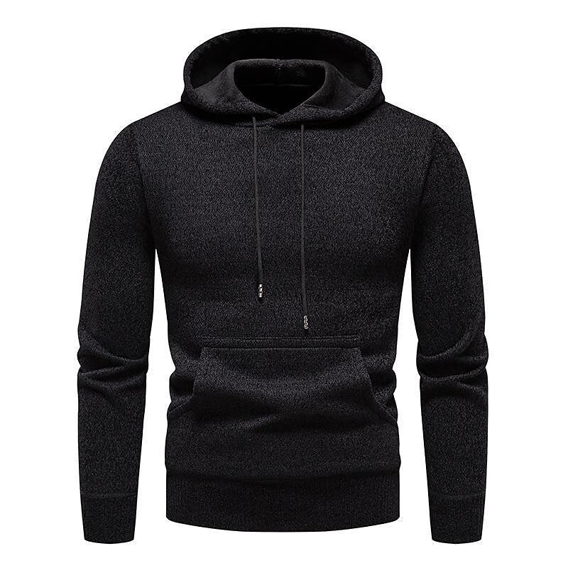 Men's Chenille Basic Casual Pullover Hooded Sweater