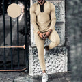 Men's Half Zip Texture Stretch Baseball Collar Long Sleeve Tracksuit