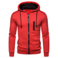 Men's Contrast Zip-up Drawstring Hoodie Sweatshirts