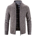 Men's Solid Color Stand Collar Zip Cardigan