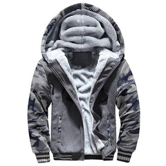 Men's Fleece Solid Color Hoodie Zip Front Hooded Sweatshirt