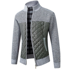 Men's Color Block Stand Collar Full Zipper Cardigan