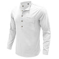 Men's Henley Collar Cotton Linen Long Sleeve Shirt