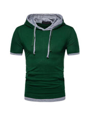 Vincent Solid Color Fake Two-piece Short-sleeved Hooded T-shirt