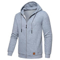 Men's Jacquard Check Solid Color Zip-up Hoodie Sweatshirts