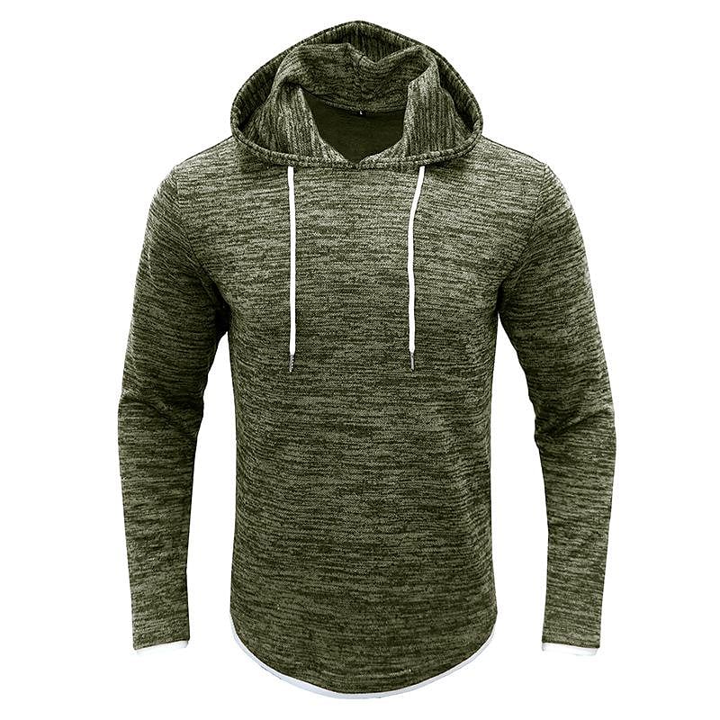 Men's Patchwork Slub Yarn Hooded Long-sleeve T-shirt
