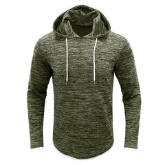 Men's Patchwork Slub Yarn Hooded Long-sleeve T-shirt