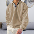 Men's Solid Color Patchwork Sweatshirts Long Sleeve With Button Down