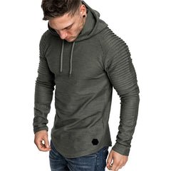 Men's Textured Solid Color Raglan Sleeves Pullover Hoodies Soft Breathable