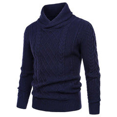 Men's Shawl Collar Cable Casual Slim Fit Long Sleeve Sweater