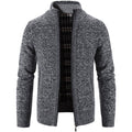 Men's Solid Color Stand Collar Zip Cardigan