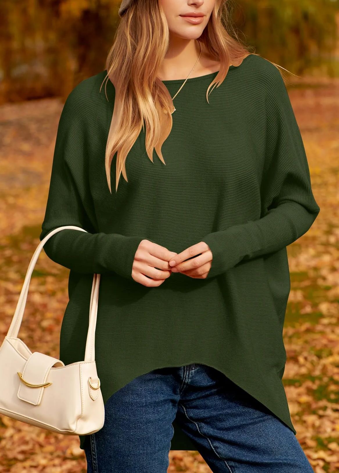 Women's Dolman Sleeve Knitted Pullover Sweater (Buy 2 Free Shipping)