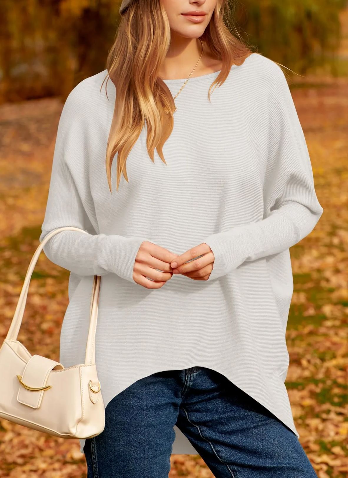 Women's Dolman Sleeve Knitted Pullover Sweater (Buy 2 Free Shipping)
