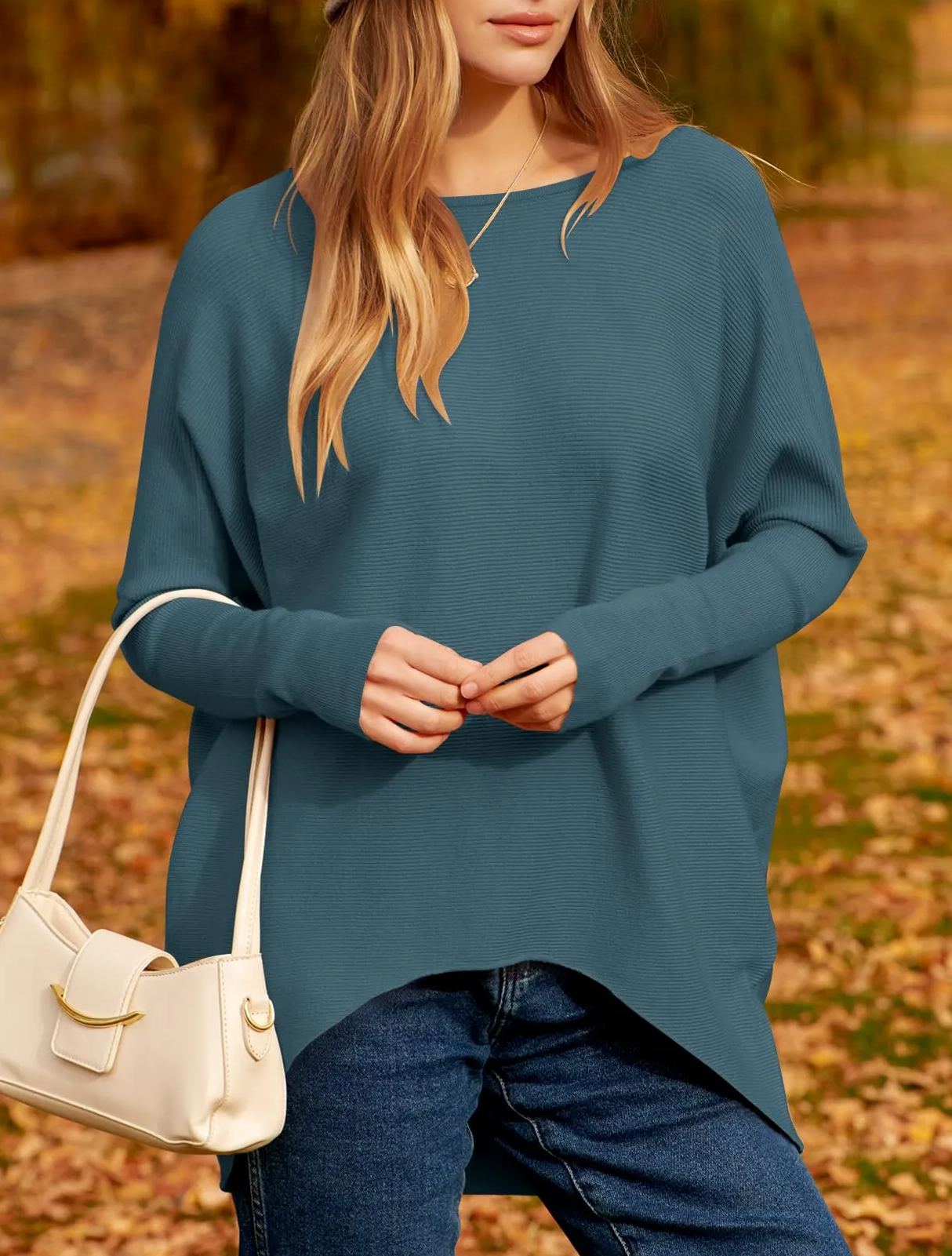 Women's Dolman Sleeve Knitted Pullover Sweater (Buy 2 Free Shipping)