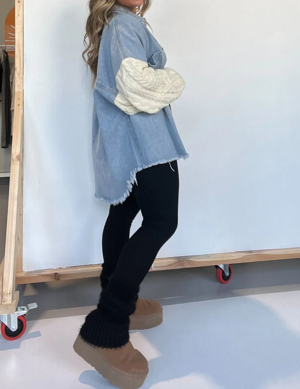 Cozy Jacket Sleeve Denim Shacket (Buy 2 Free Shipping)