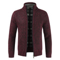 Men's Solid Color Stand Collar Zip Cardigan