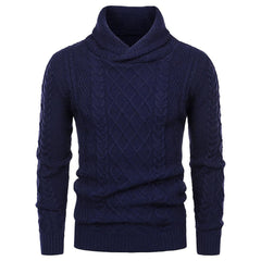 Men's Shawl Collar Cable Casual Slim Fit Long Sleeve Sweater