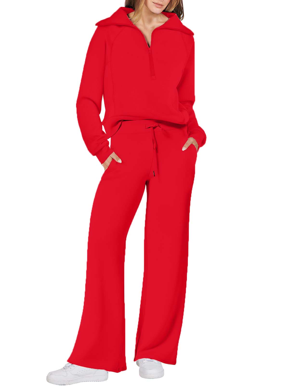 Women's Navy Collar Half Zip Suit (Buy 2 Free Shipping)