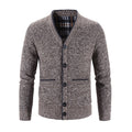 Men's Knitted V-Neck Button Down Cardigan Sweater With Flannel Lining And Pockets